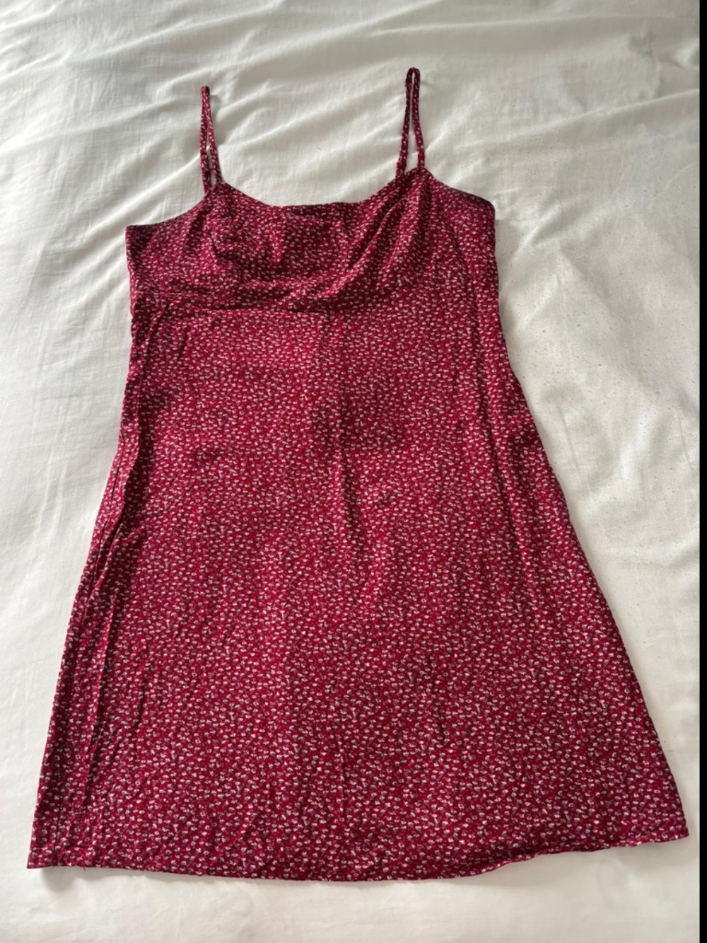 Brandy Melville Red Floral Tie Back Mini Summer Dress
